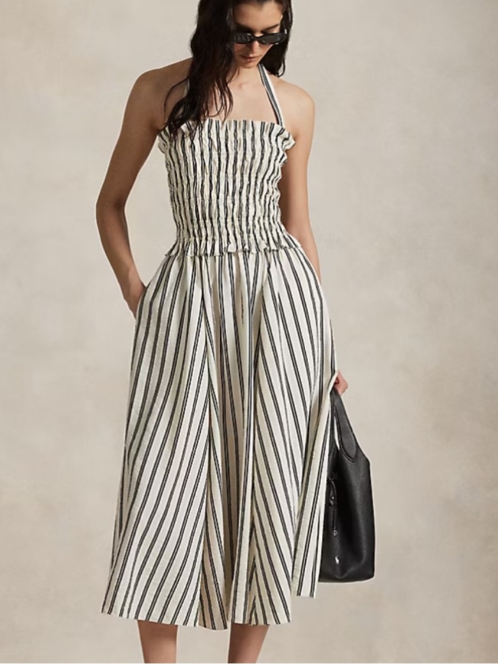 Polo by Ralph Lauren Taylor Swift Engagement Striped Silk-Blend Midi Dress NEW L - Picture 2 of 12